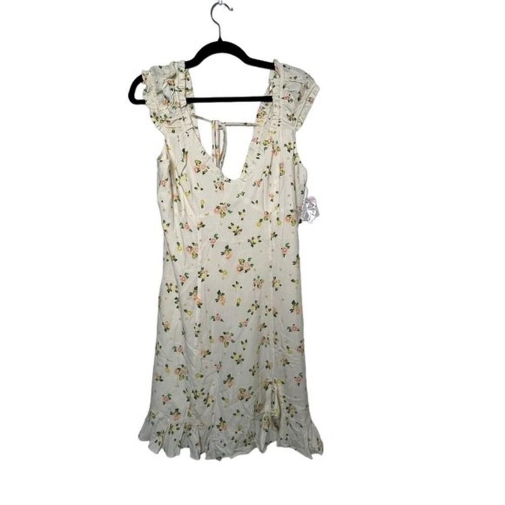 NWT Free People Like a Lady Cream Fruit Mini Dress Size L Women